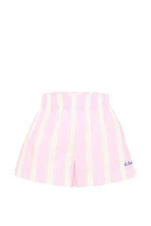 Shorts in nylon rosa con motivo a righe SAINT BARTH KIDS | MEA00100897L